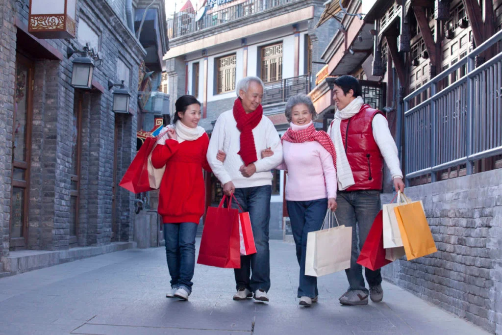 East Asian Family go shopping