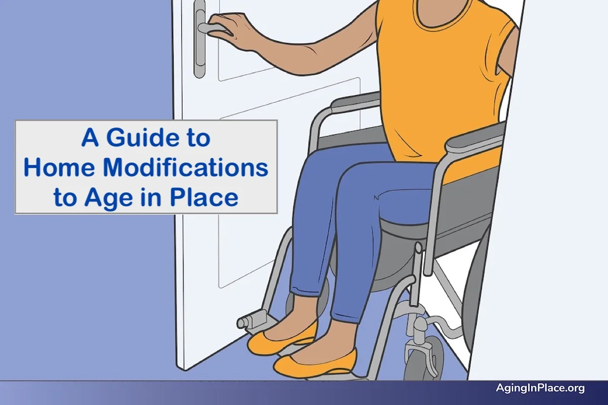 An image of an adult woman on a wheelchair travelling from room to room