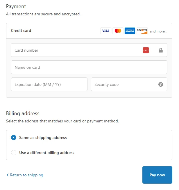 payment checkout snapshot